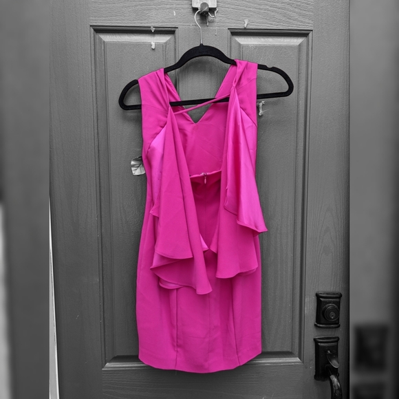 Intermix Magenta Muller Cape Cocktail Dress - Picture 3 of 3
